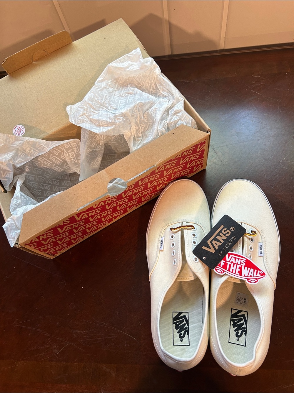 Vans Cream/Off-White Canvas Low-Top Sneakers